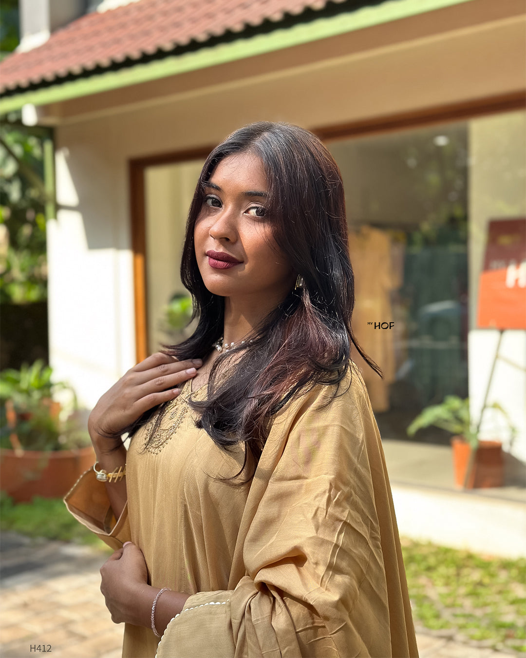 MY HOF Beige Color Suit Set In Muslin