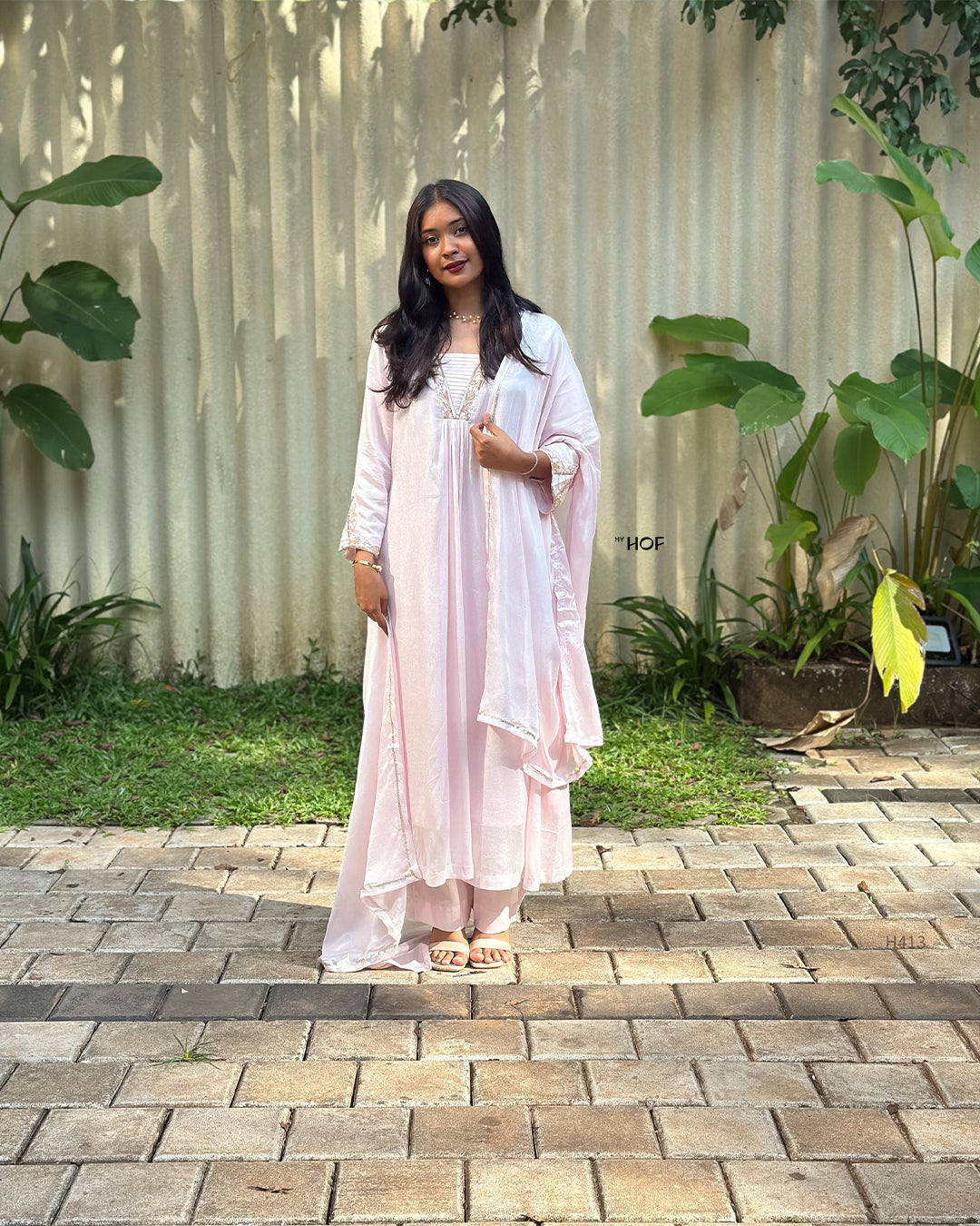 MY HOF Pastel Pink Suit Set In Crepe