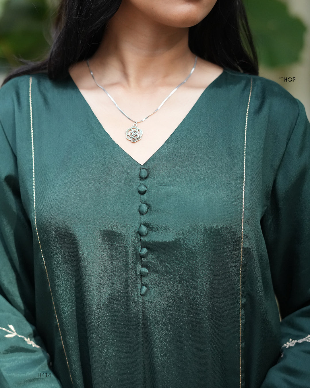 MY HOF  Bottle Green suit set In Muslin Fabric