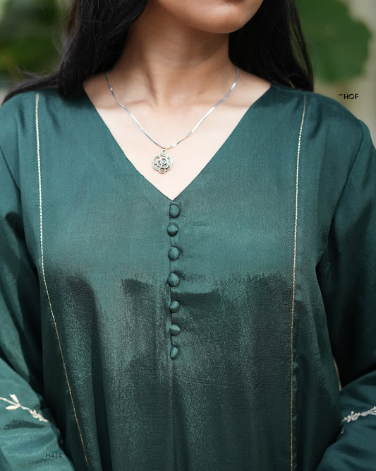 MY HOF  Bottle Green suit set In Muslin Fabric