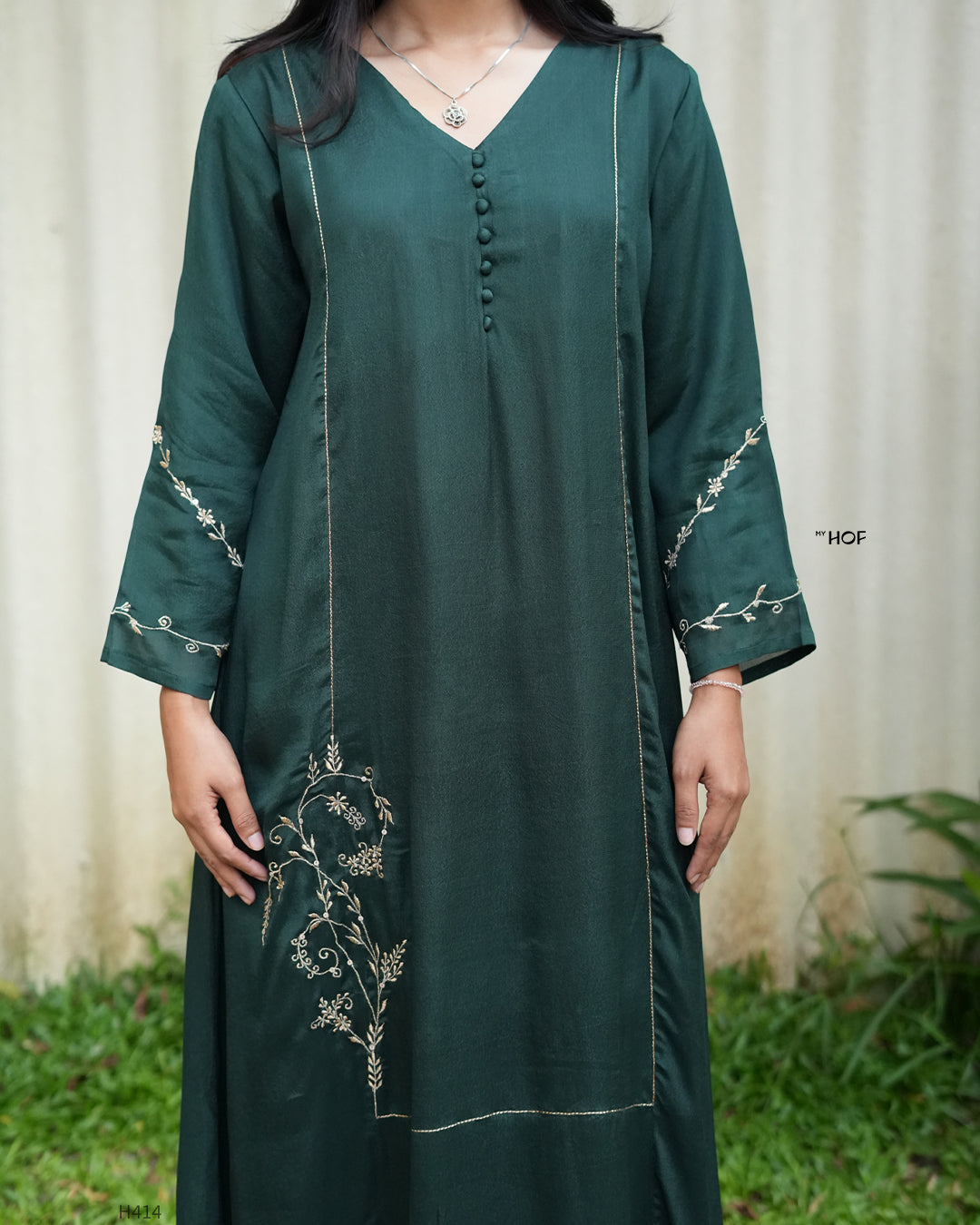 MY HOF  Bottle Green suit set In Muslin Fabric