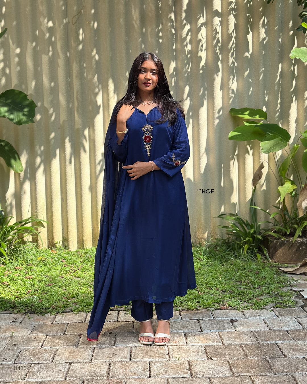 MY HOF  Navy Blue  Suit Set In Crepe