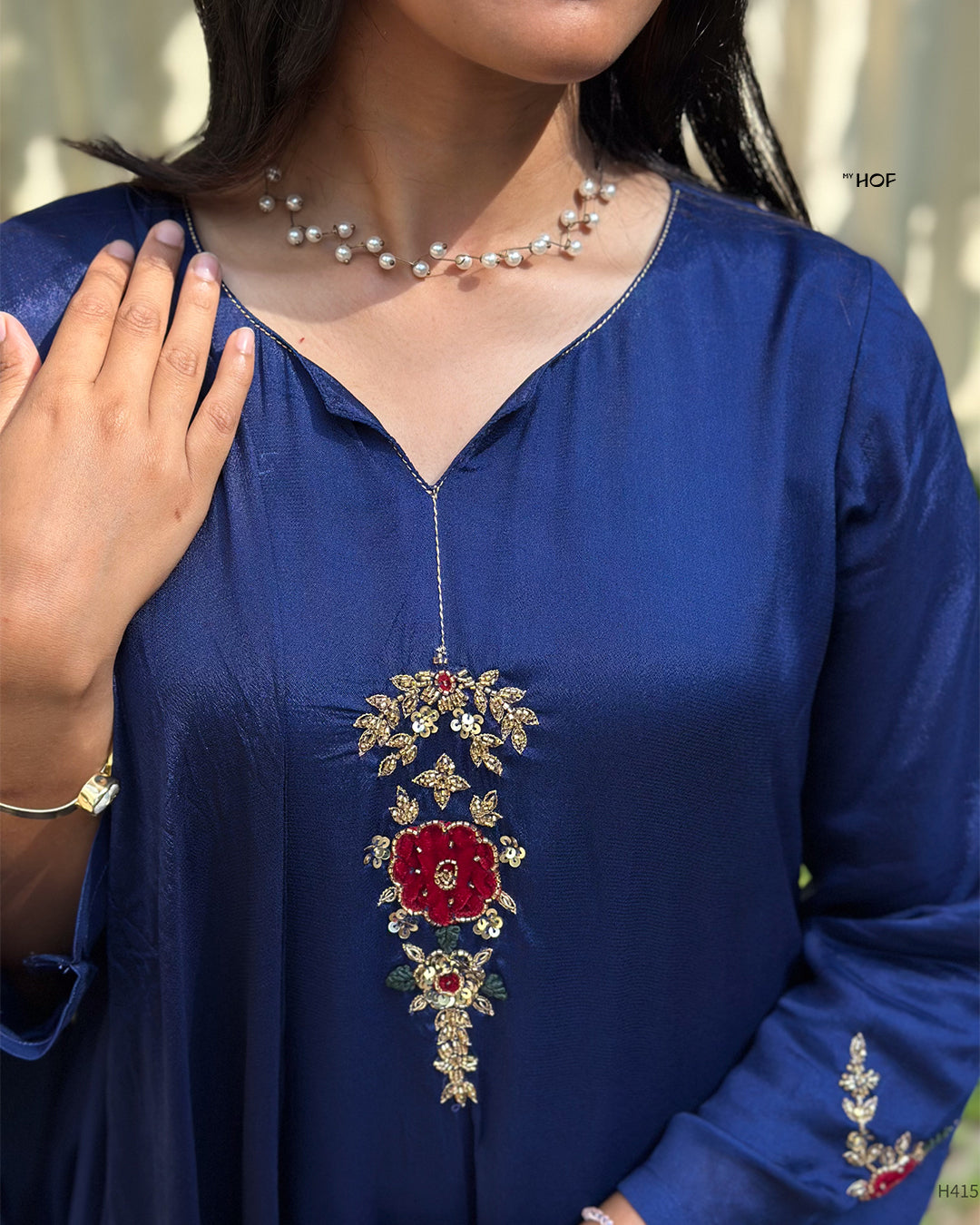 MY HOF  Navy Blue  Suit Set In Crepe