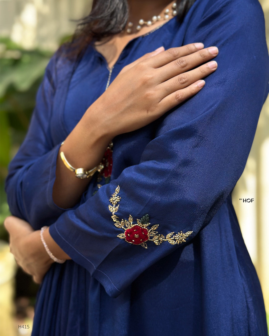 MY HOF  Navy Blue  Suit Set In Crepe