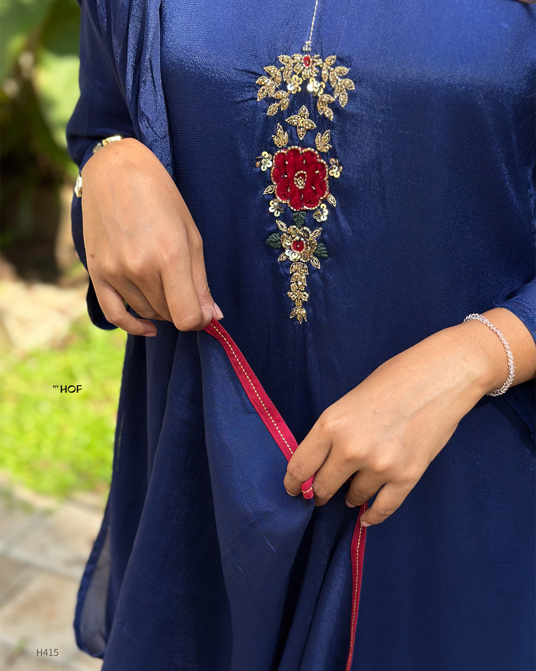 MY HOF  Navy Blue  Suit Set In Crepe