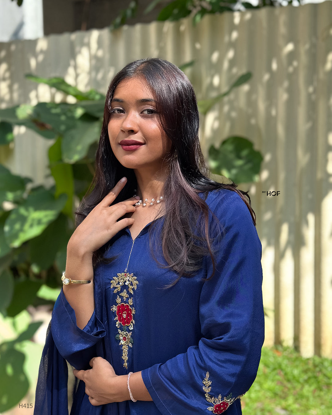 MY HOF  Navy Blue  Suit Set In Crepe