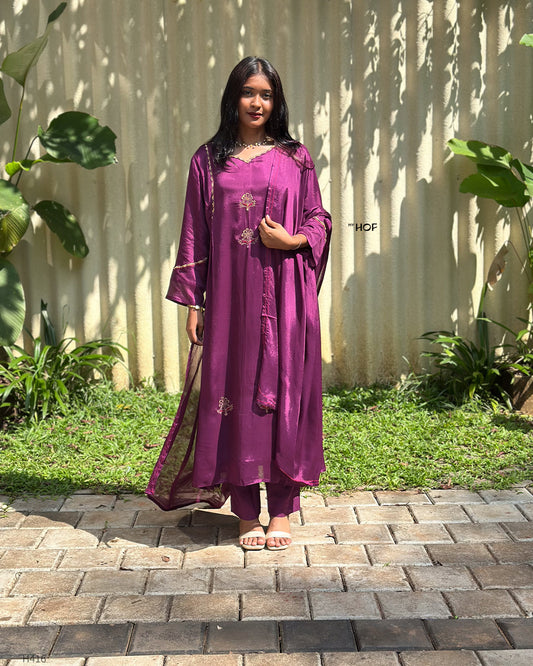 MY HOF  Purple Suit Set In Crepe