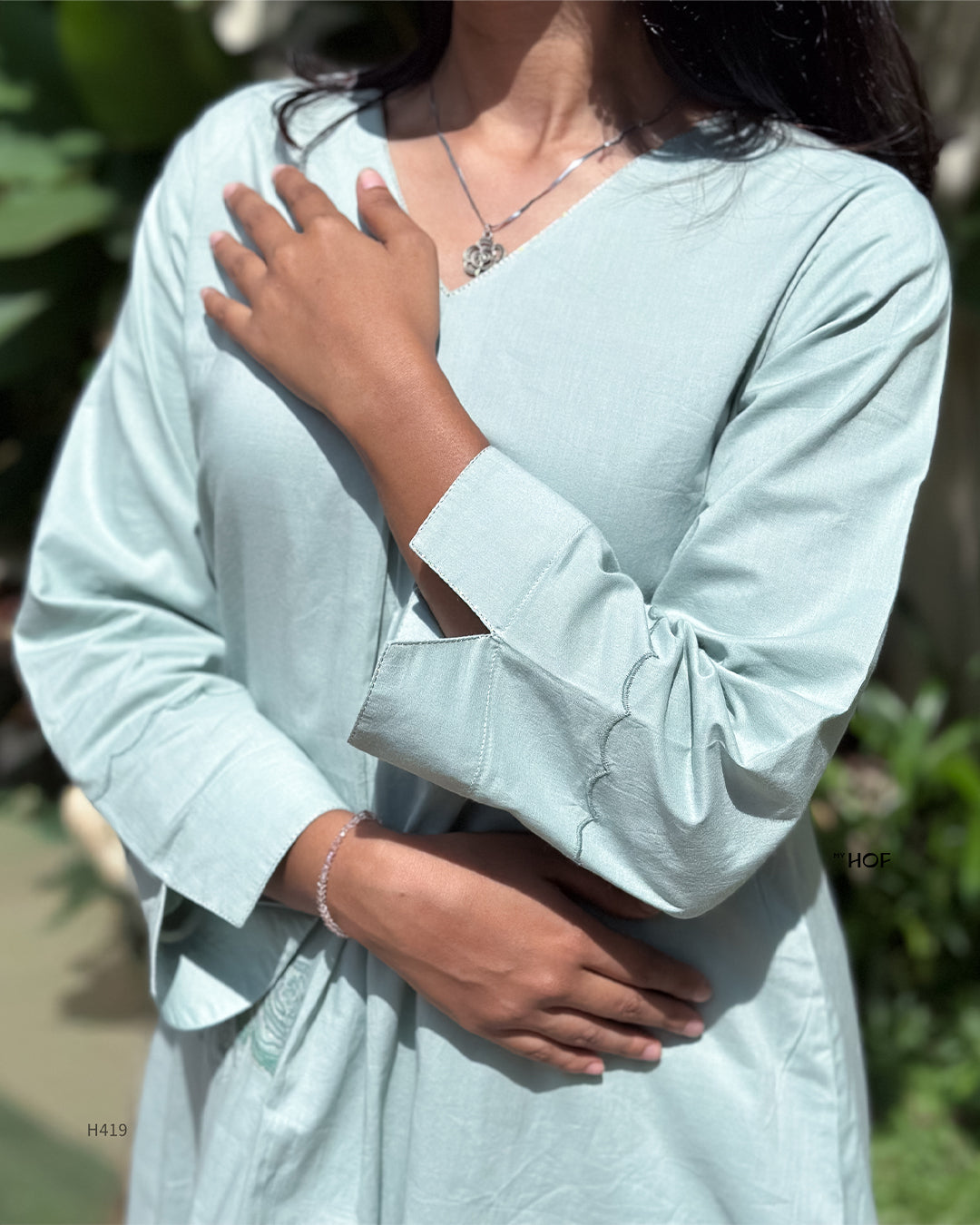 MY HOF Ocean Green Suit Set In Mul Cotton