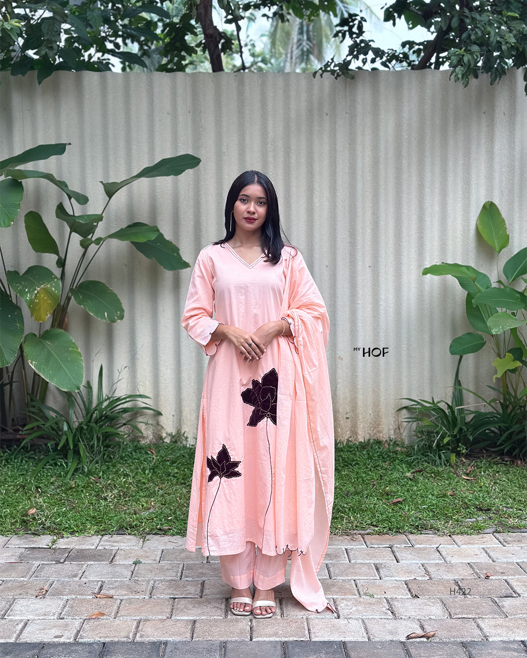 MY HOF peach  suit set  In Cotton