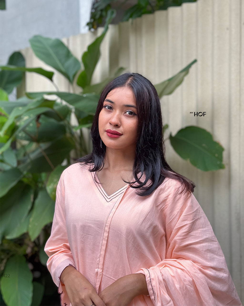 MY HOF peach  suit set  In Cotton