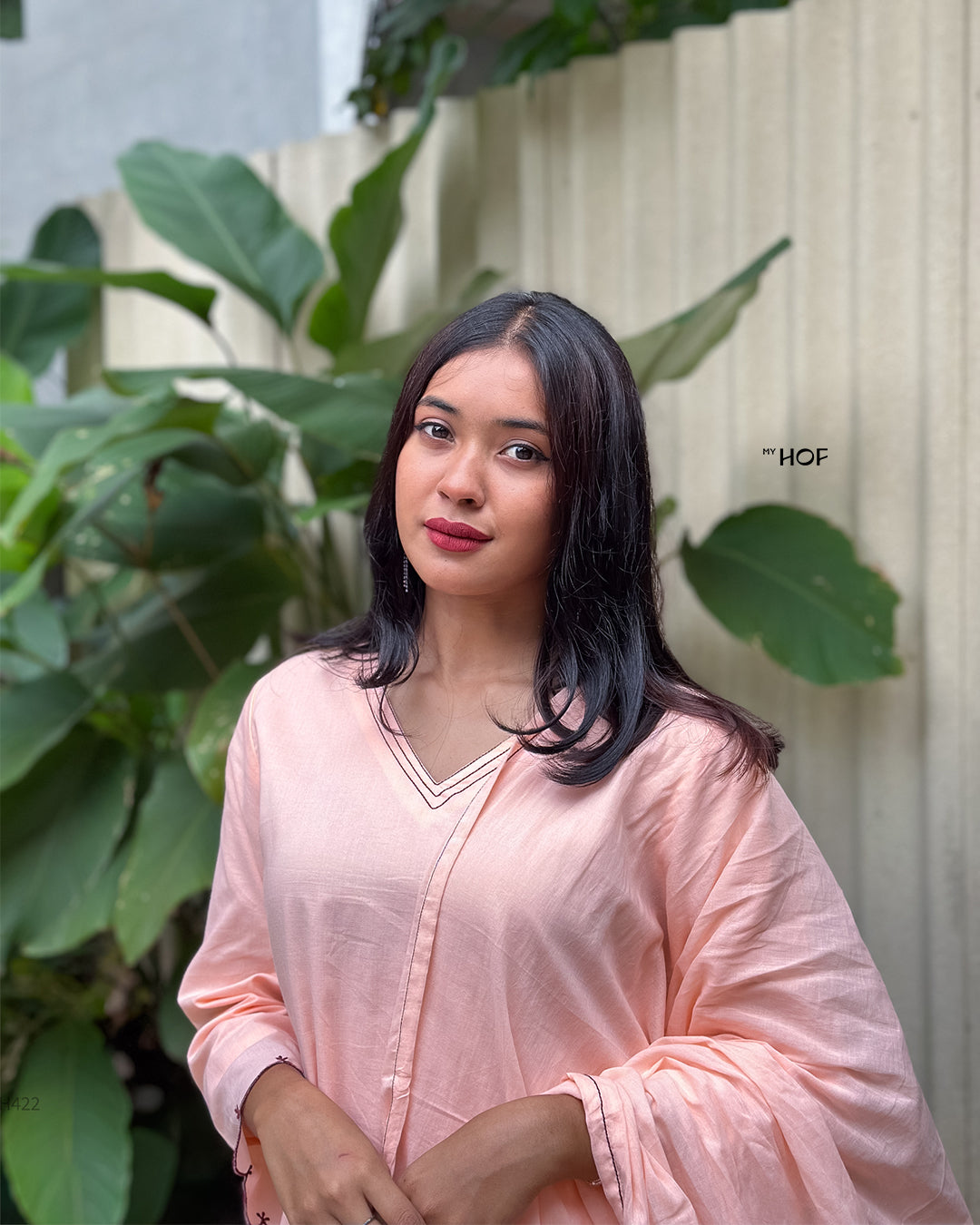 MY HOF peach  suit set  In Cotton