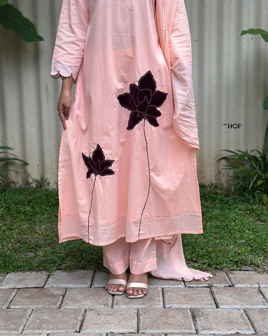 MY HOF peach  suit set  In Cotton
