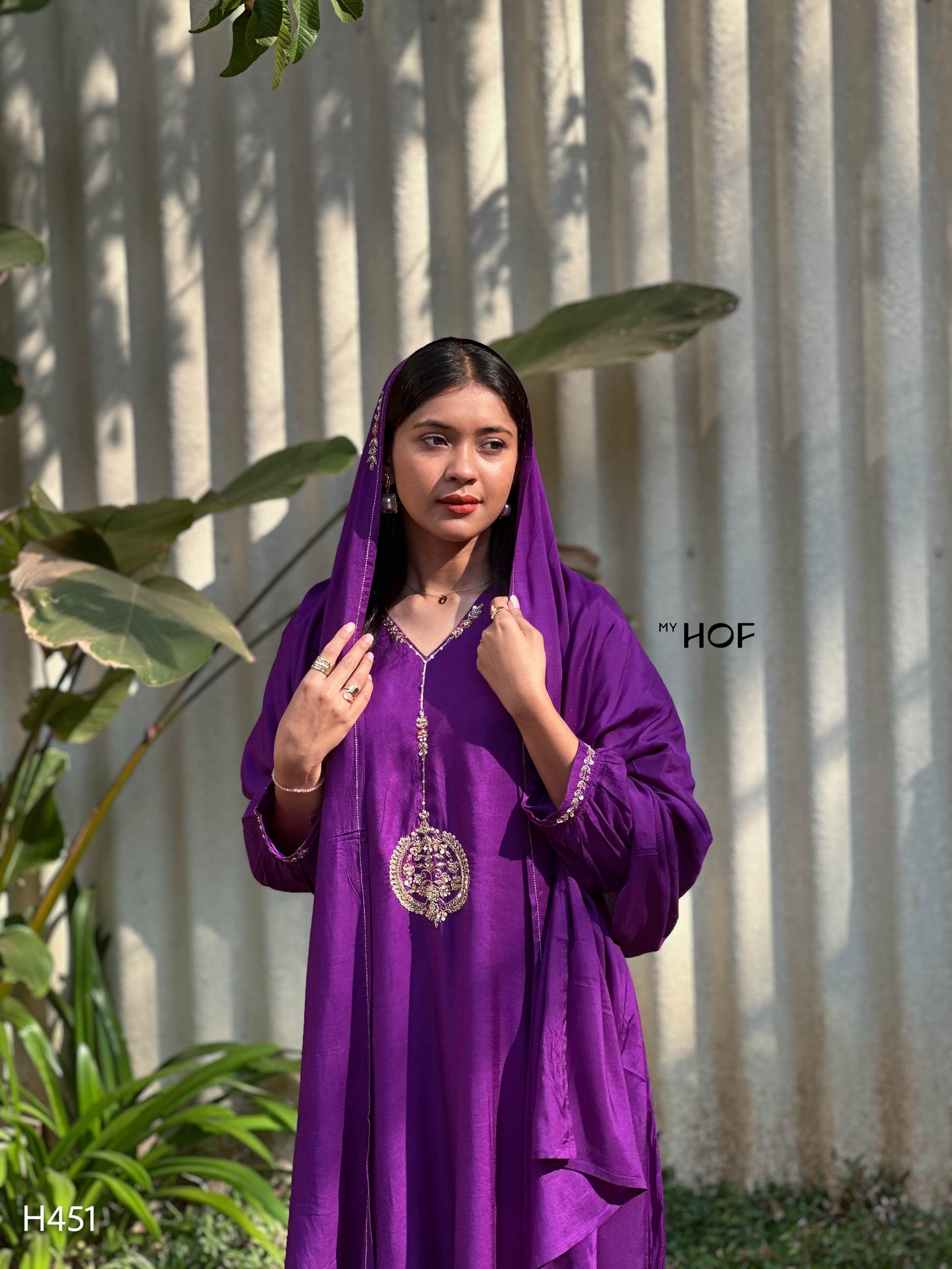 MY HOF Deep Purple Suit With Floral Hand embroidery