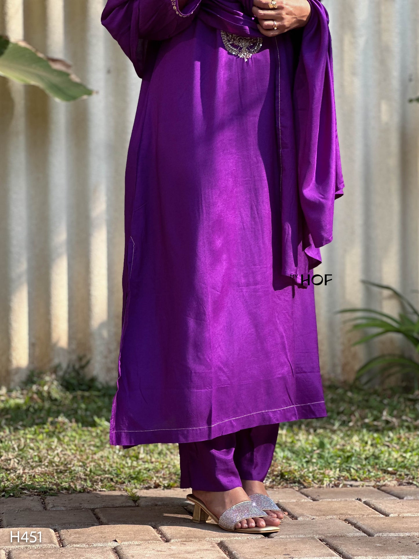 MY HOF Deep Purple Suit With Floral Hand embroidery