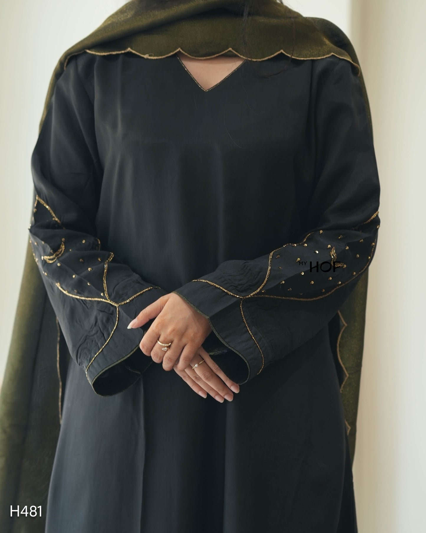 MY HOF Black Suit Set With Hand Embroidery In Crepe