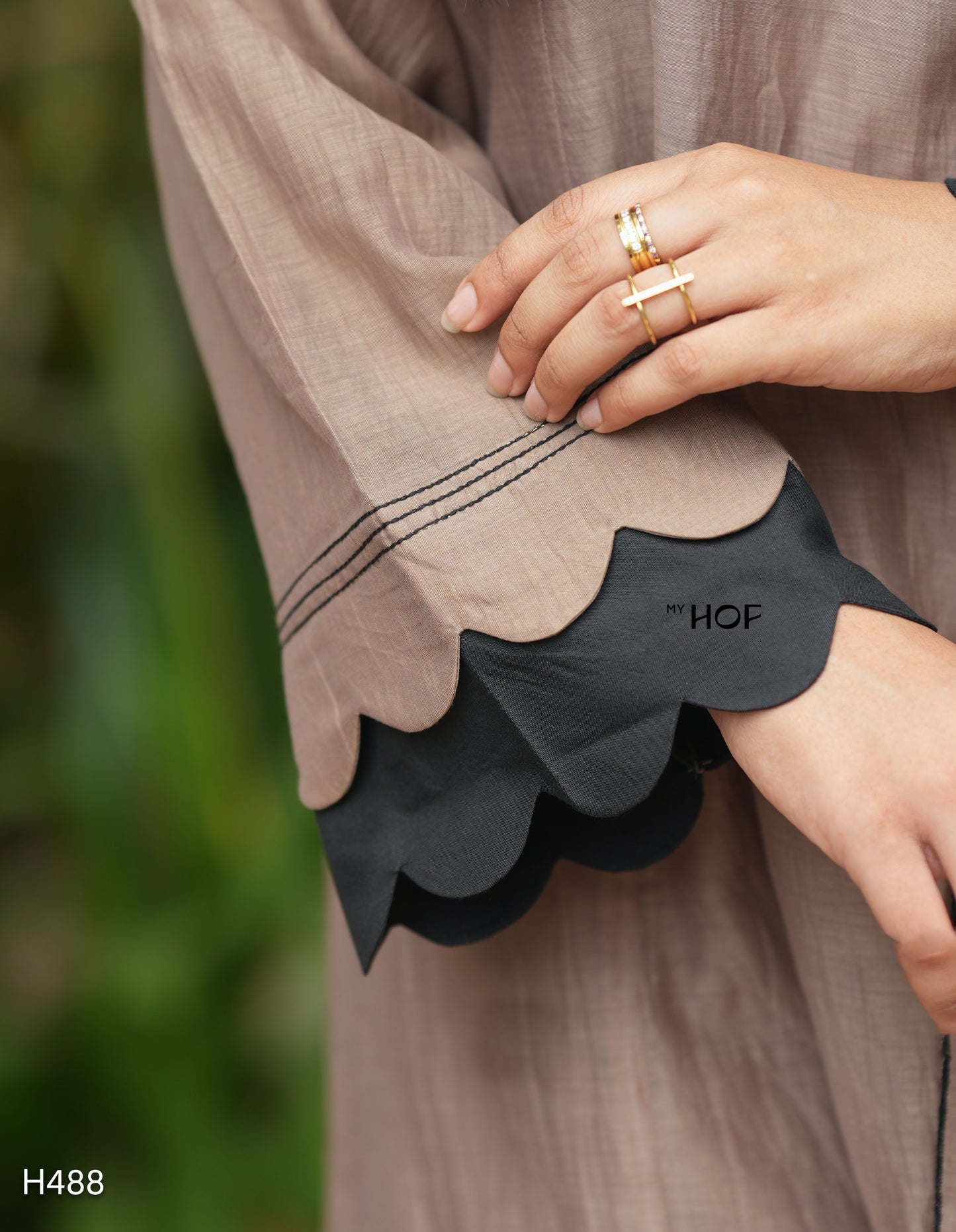 MY HOF Chikku Suit Set With Hand Embroidery In Chanderi