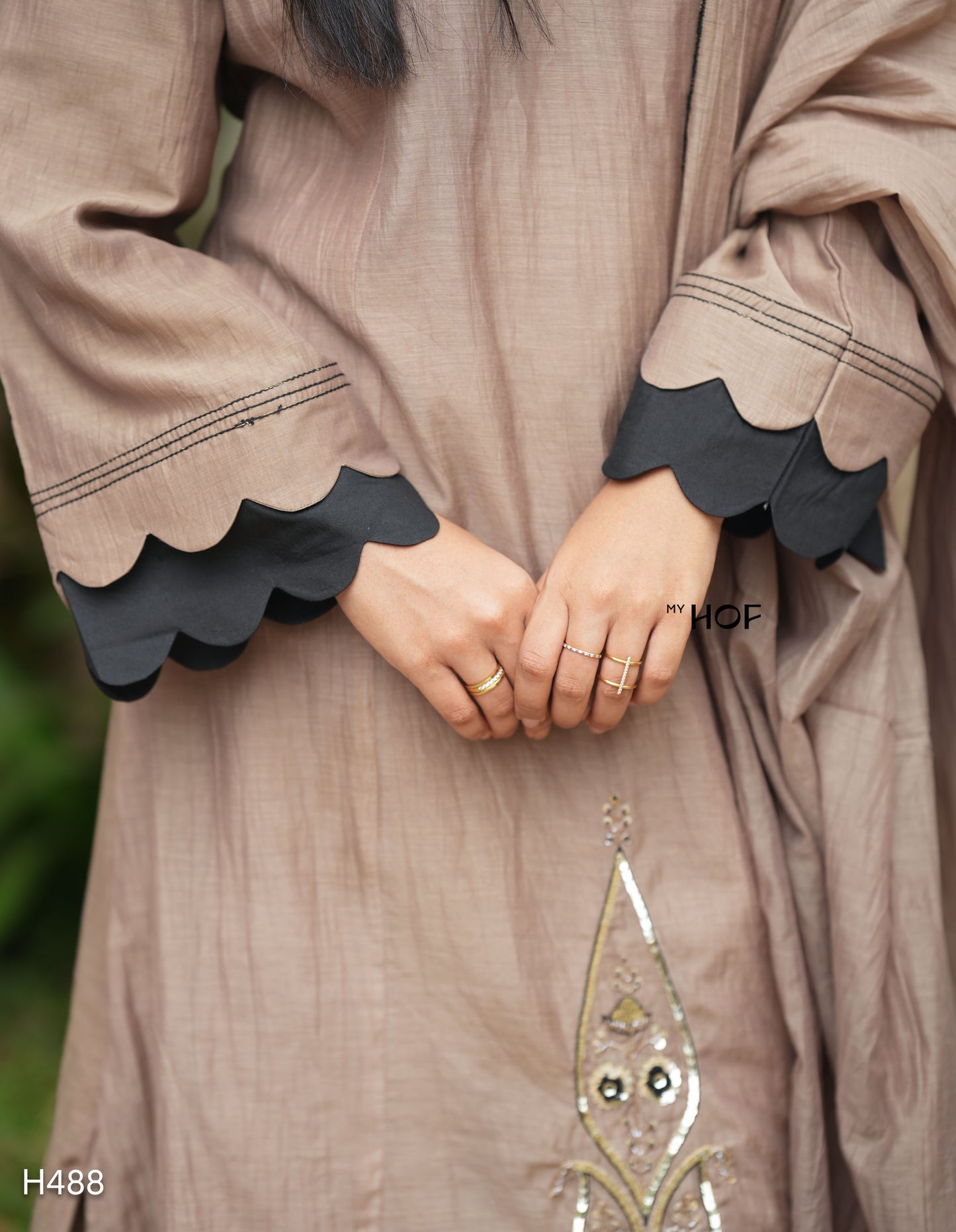 MY HOF Chikku Suit Set With Hand Embroidery In Chanderi