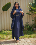 MY HOF Navy Blue Suit Set With Hand Embroidery In Crepe