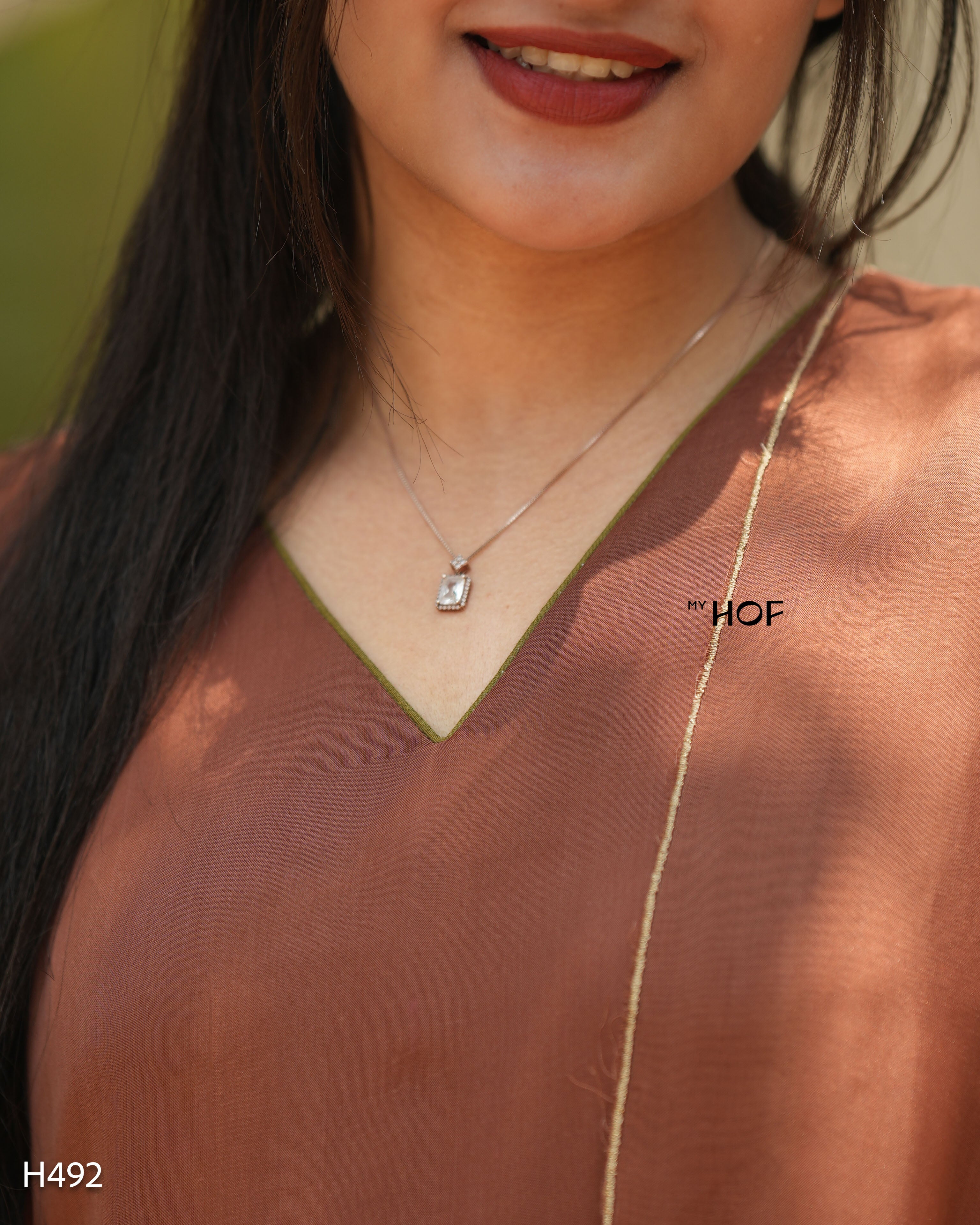 MY HOF Brown Suit Set With Hand Embroidery In Organza