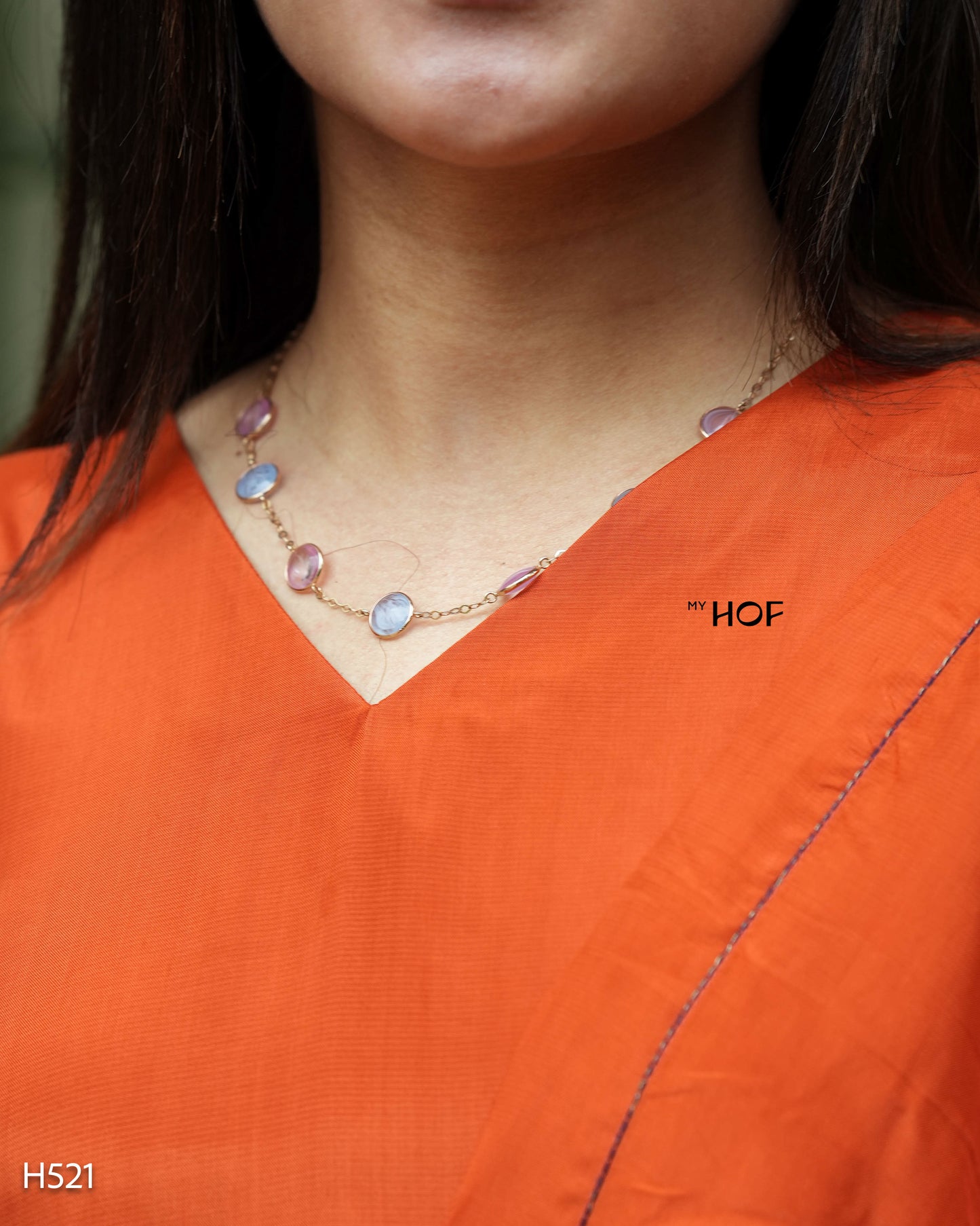 MY HOF Brick Orange Suit Set With Hand Embroidery In Crepe(H521)