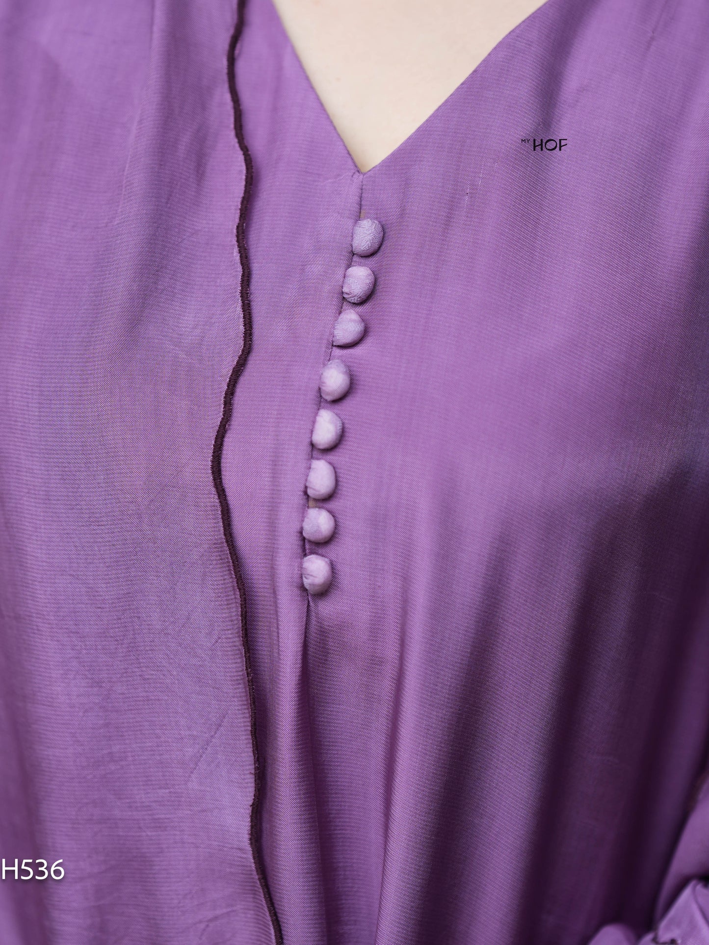 MY HOF Purple Suit Set With Hand Embroidery In Crepe(H536)