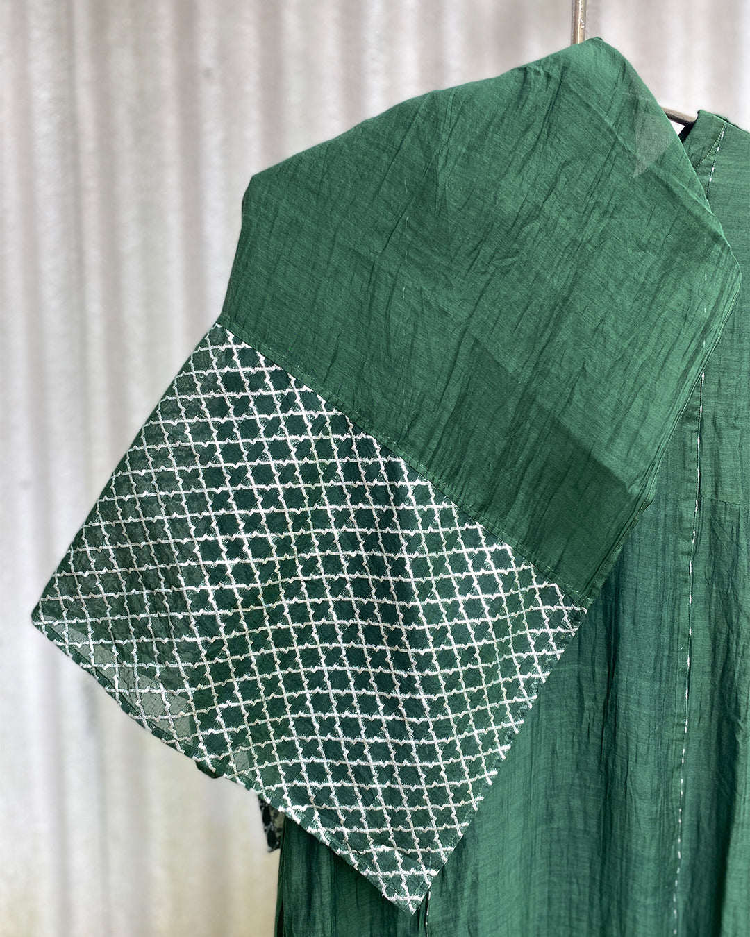 MY HOF Bottle Green Suit Set In Mul Chanderi